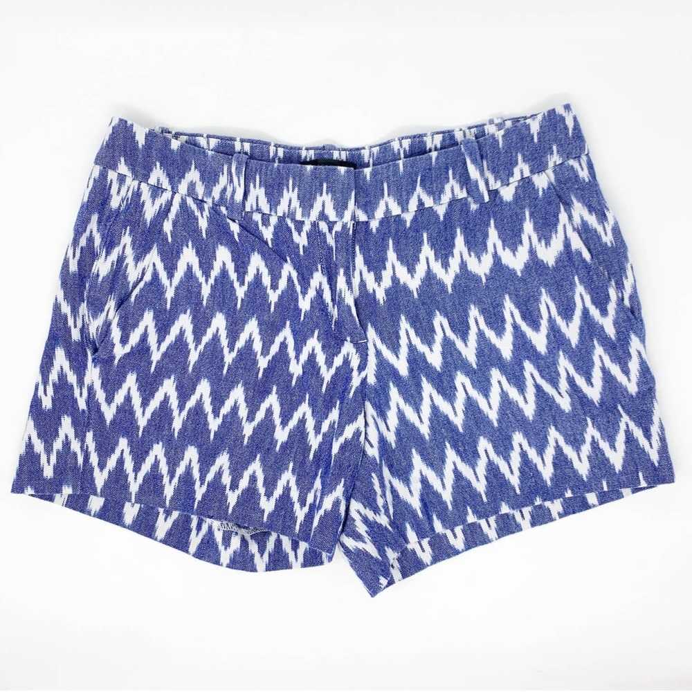 J. Crew High Waist Blue and White Chevron Shorts